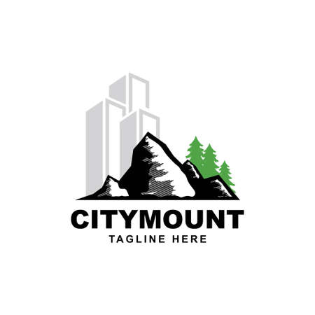 building with mountain symbol logo designのイラスト素材