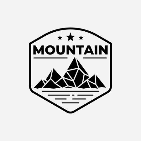 mountain with lake logo design vector template.Mountain badge symbol inspirationのイラスト素材
