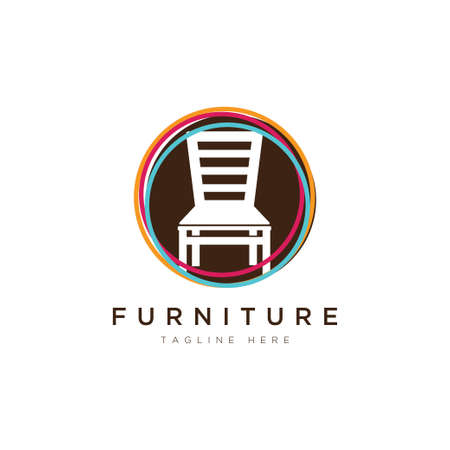 furniture logo design.Symbol and icon of chairs, sofas, tables, and home furnishingsのイラスト素材