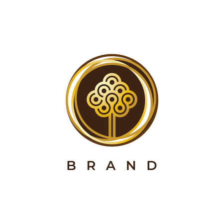 Abstract tree logo design vector template.creative linear tree icon inspirationのイラスト素材