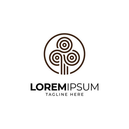 creative tree in the circle logo design vector template.Abstract tree icon inspirationのイラスト素材