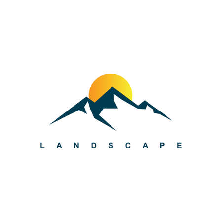 Mountain logo design template.shine sky with mountain illustrationのイラスト素材