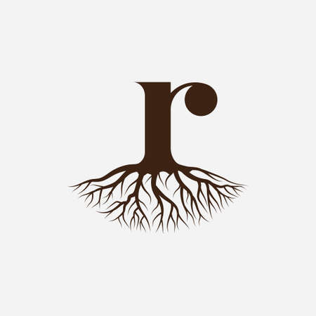 Letter R with root logo design vector templateのイラスト素材