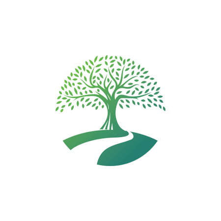 Tree logo design vector template.River tree illustrationのイラスト素材