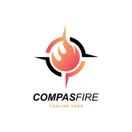 Compass with fire concept logo design vector templateのイラスト素材