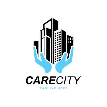 Building with hand symbol logo design vector templateのイラスト素材