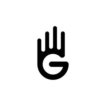 Letter G with hand shape logo design. G 4 icon vector templateのイラスト素材