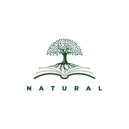 Book with tree logo design symbol vector templateのイラスト素材
