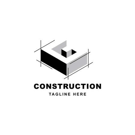 Construction logo design with letter G shape icon. Initial letter G on building symbolのイラスト素材