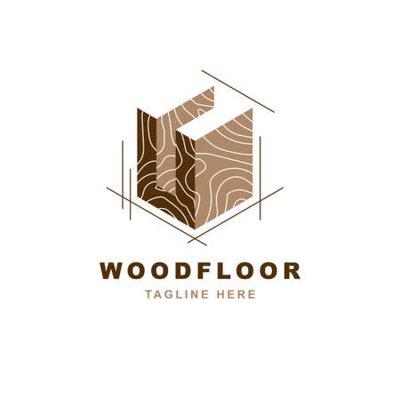 Wood logo with letter U shape illustration vector design templateのイラスト素材