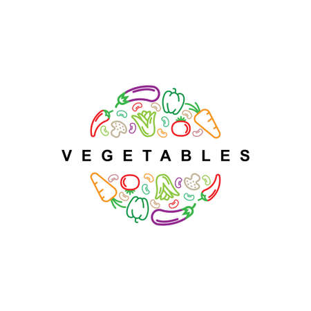 Vegetables logo design symbol vector template. Healthy organic food icon illustrationのイラスト素材
