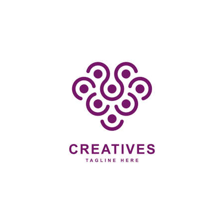 Grapes logo inspiration. Berry logo design symbol vector template. Abstract berry icon illustrationのイラスト素材