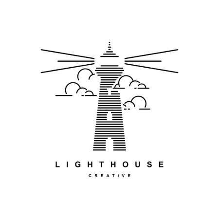 Lighthouse logo design vector template. Beacon symbol illustrationのイラスト素材