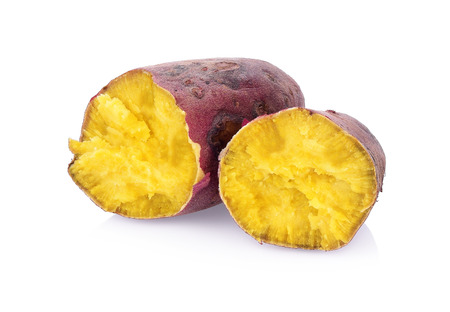 Sweet potato cooked isolated on white backgroundの写真素材