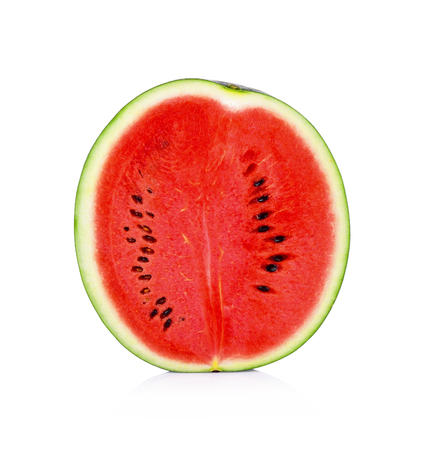 A half of fresh watermelon isolated on white background.の写真素材