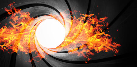 3d abstract action focus fire gun barrel hot metal concept illustrationの写真素材