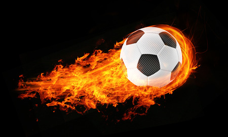 3d abstract burning soccer football background illustrationの写真素材