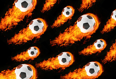 3d abstract burning soccer football field background