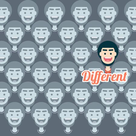 Different man in many people. contrast. man with beard. character design. flat design modern vector illustration concept.のイラスト素材