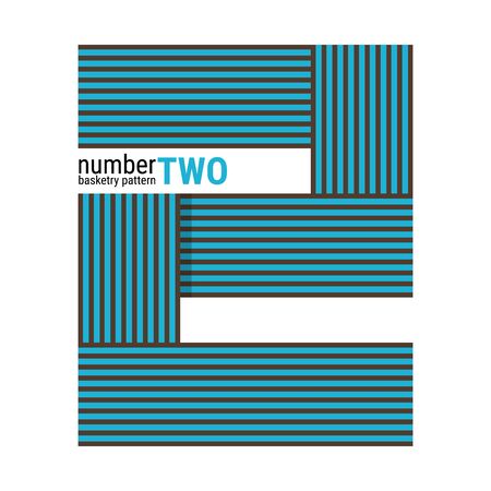 Unique number shape design with line Basketry pattern. Abstract geometric seamless pattern. Simple vector illustration with A harmonious blend of retro and modern styles. You can change the color as needed. Subtle minimalist design.のイラスト素材