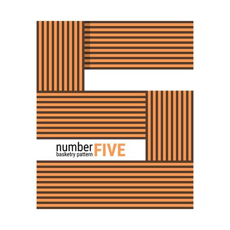 Unique number shape design with line Basketry pattern. Abstract geometric seamless pattern. Simple vector illustration with A harmonious blend of retro and modern styles. You can change the color as needed. Subtle minimalist design.のイラスト素材