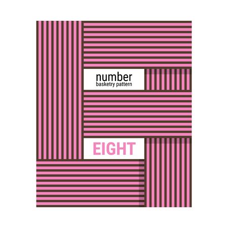 Unique number shape design with line Basketry pattern. Abstract geometric seamless pattern. Simple vector illustration with A harmonious blend of retro and modern styles. You can change the color as needed. Subtle minimalist design.のイラスト素材