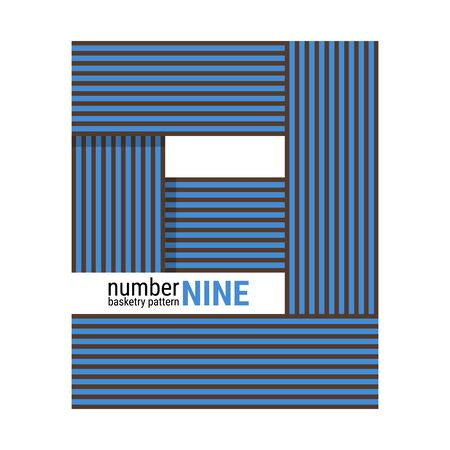 Unique number shape design with line Basketry pattern. Abstract geometric seamless pattern. Simple vector illustration with A harmonious blend of retro and modern styles. You can change the color as needed. Subtle minimalist design.のイラスト素材