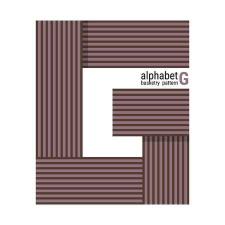 A unique alphabet shape design with basketry pattern. This is a simple vector illustration with harmonious blend of retro and modern styles. The color can be changed if needed.のイラスト素材