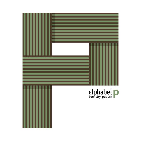 A unique alphabet shape design with basketry pattern. This is a simple vector illustration with harmonious blend of retro and modern styles. The color can be changed if needed.のイラスト素材