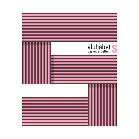 A unique alphabet shape design with basketry pattern. This is a simple vector illustration with harmonious blend of retro and modern styles. The color can be changed if needed.のイラスト素材
