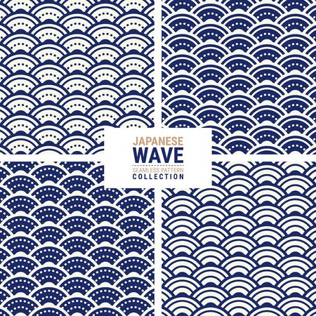 Japanese wave seamless pattern collection. This is a simple vector illustration with harmonious blend of retro and modern styles. The color can be changed if needed.のイラスト素材