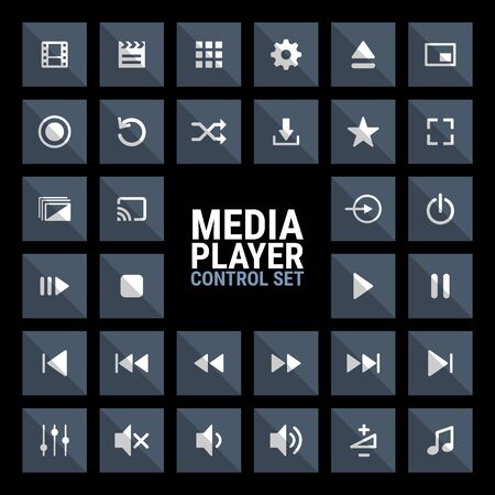 Media player control icon set for designers in the design of all kinds of works. Beautiful and modern icon which can be used in many purposesのイラスト素材