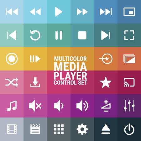 Media player control icon set for designers in the design of all kinds of works. Beautiful and modern icon which can be used in many purposesのイラスト素材