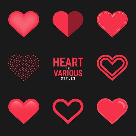 Heart in various styles created for designers in the design of all kinds of works. Beautiful and lovely Heart which can be used in many purposes. Eps10 vector.のイラスト素材