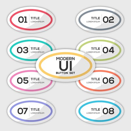 Modern user interface button set created for designers in the design of all kinds of works. Beautiful and modern Button which can be used in many purposes. Eps10 vector.のイラスト素材