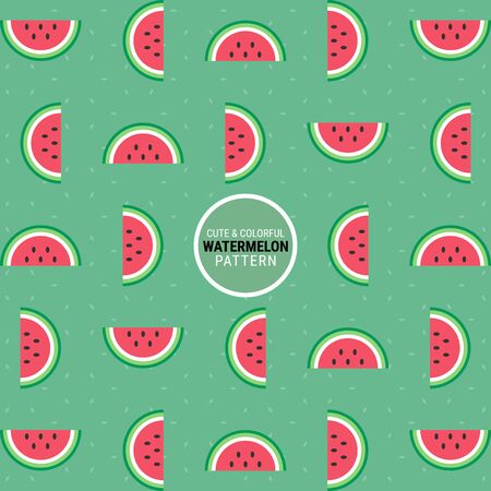 Cute and colorful watermelon pattern. A seamless vector background. This is a simple vector illustration with harmonious blend of retro and modern styles.のイラスト素材