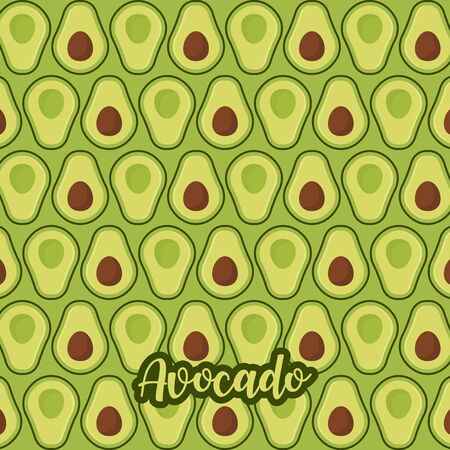 Cute and colorful avocado pattern. A seamless vector background. This is a simple vector illustration with harmonious blend of retro and modern styles.   vector.のイラスト素材