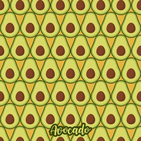 Cute and colorful avocado pattern. A seamless vector background. This is a simple vector illustration with harmonious blend of retro and modern styles.   vector.のイラスト素材