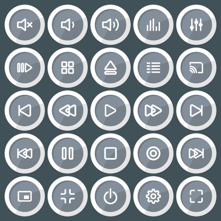 Media player control buttons set for designers in the design of all kinds of works. Beautiful and modern icon which can be used in many purposesのイラスト素材