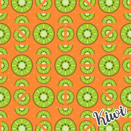 Cute and colorful kiwi pattern. A seamless vector background. This is a simple vector illustration with harmonious blend of retro and modern styles. vector.のイラスト素材