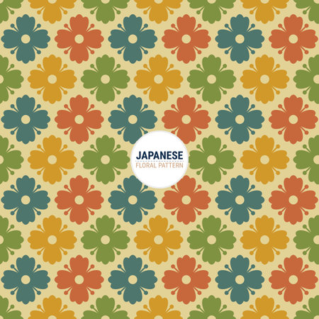 Traditional Japanese floral pattern. This is a simple vector illustration with harmonious blend of retro and modern styles. The color can be changed if needed. Eps10 vector.のイラスト素材