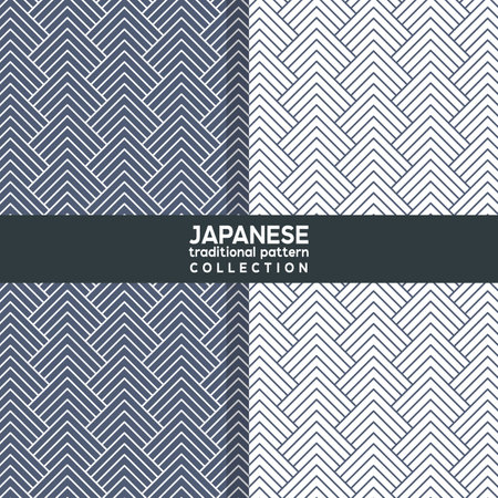 Traditional Japanese Pattern Collection. This is a simple vector illustration with harmonious blend of retro and modern styles. The color can be changed if needed. Eps10 vector.のイラスト素材