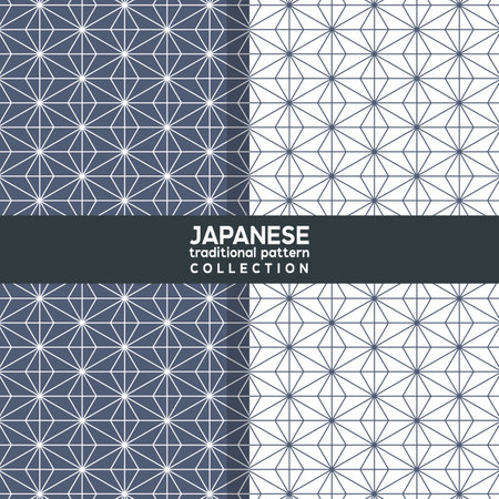 Traditional Japanese Pattern Collection. This is a simple vector illustration with harmonious blend of retro and modern styles. The color can be changed if needed. Eps10 vector.のイラスト素材