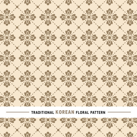 Traditional Korean floral pattern. This is a simple vector illustration with harmonious blend of retro and modern styles. The color can be changed if needed. Eps10 vector.のイラスト素材