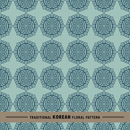 Traditional Korean floral pattern. This is a simple vector illustration with harmonious blend of retro and modern styles. The color can be changed if needed. Eps10 vector.のイラスト素材