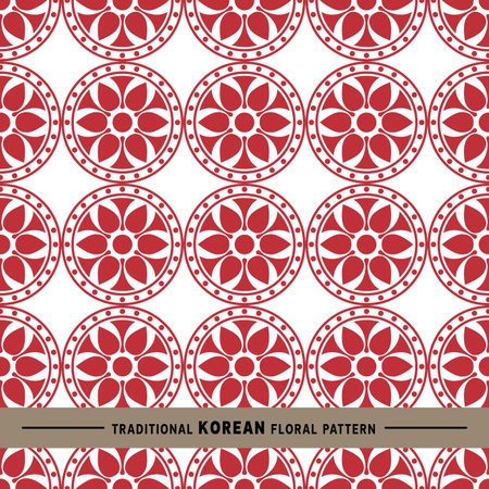 Traditional Korean floral pattern. This is a simple vector illustration with harmonious blend of...