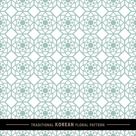 Traditional Korean floral pattern. This is a simple vector illustration with harmonious blend of retro and modern styles. The color can be changed if needed. Eps10 vector.のイラスト素材