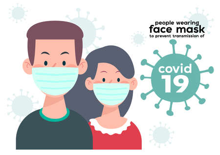 People wearing face mask to prevent transmission . Illustration for designers in the design of all kinds of works. easy to use and highly customizable. beautiful and modern element which caのイラスト素材