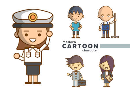 Modern Cartoon character in various jobs for designers in the design of all kinds of works. easy to use and highly customizable. beautiful and modern element which can be used in many purposes Eps10 vのイラスト素材
