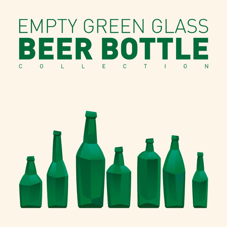 Empty green glass beer bottle collectionのイラスト素材